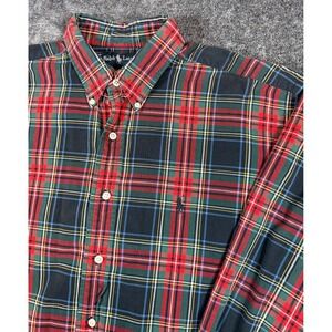 Vintage Ralph Lauren Blake Mens Large Plaid Button Down Cotton Long Sleeve
